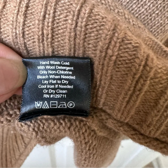 Jenni Kayne Everyday Sweater Knit Cashmere Blend Dark Camel Neutral XXL Flaw - Picture 12 of 15
